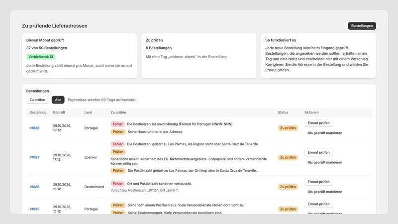 Caravel Address Check — Alle Ergebnisse