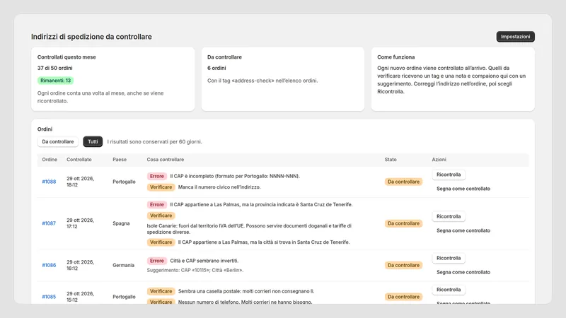 Caravel Address Check — Tutti i risultati