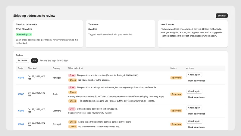 Caravel Address Check — Wszystkie wyniki