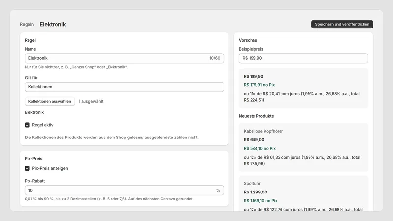 Caravel Pix Price — Regel-Editor