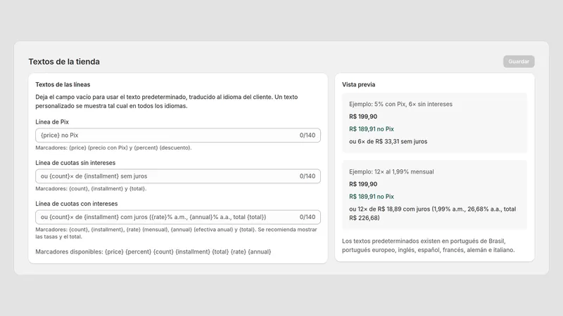 Caravel Pix Price — Textos