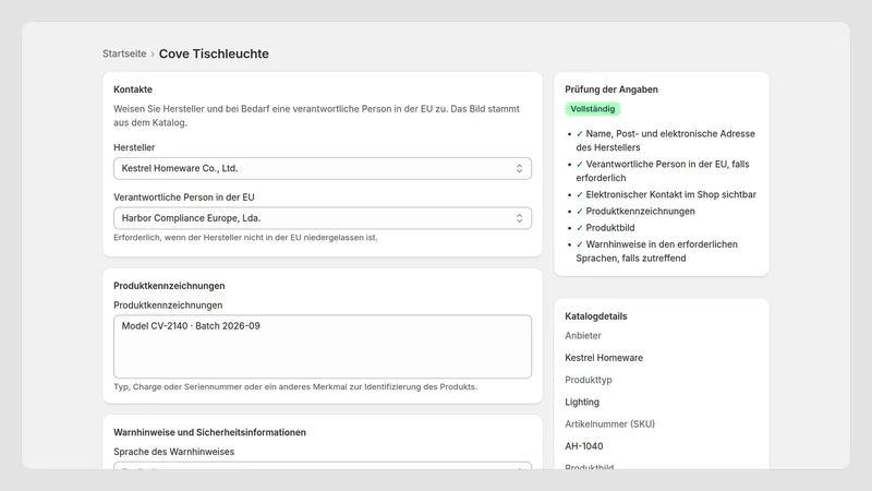 Caravel GPSR — Angaben zur Produktsicherheit