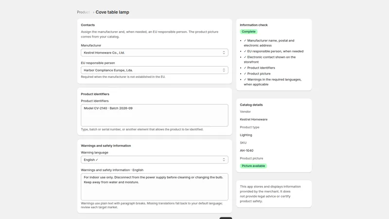 Caravel GPSR — Product safety details