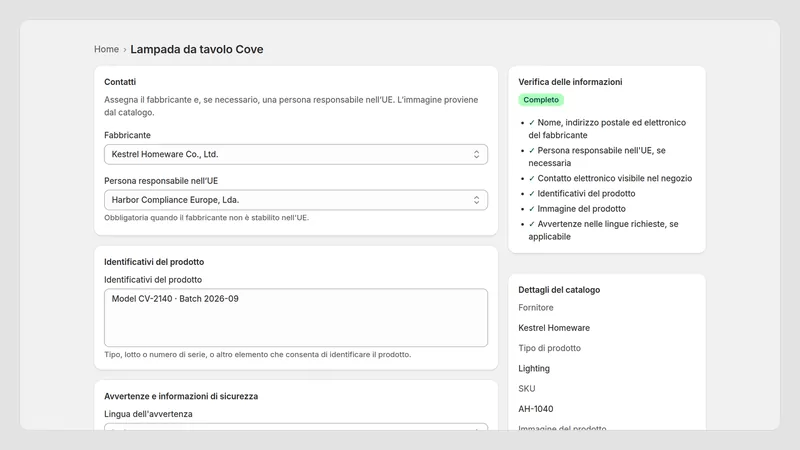 Caravel GPSR — Dati sulla sicurezza del prodotto
