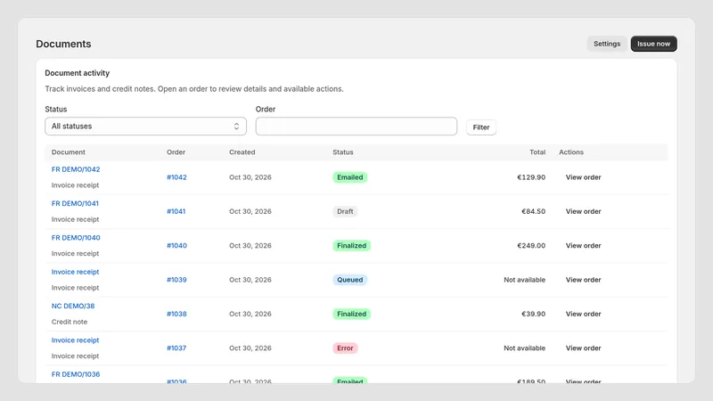 Caravel Invoice PT — Documenten