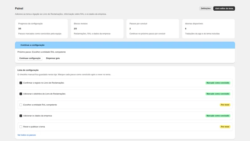 Caravel Legal PT — Lista de verificação