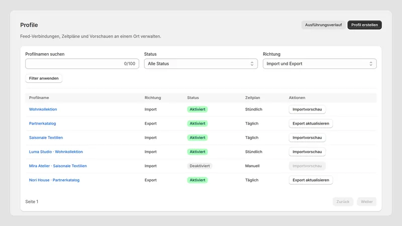 Caravel Sync — Importprofile