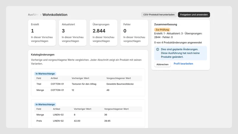 Caravel Sync — Durchlaufprüfung mit Änderungen