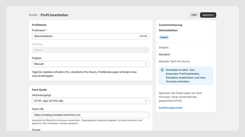 Caravel Sync — Profil und Feldzuordnung