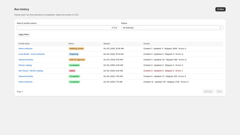 Caravel Sync — Run history