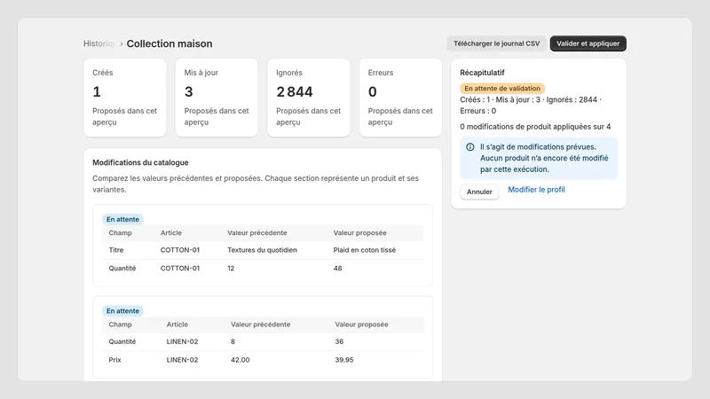 Caravel Sync — Détail d’exécution et modifications