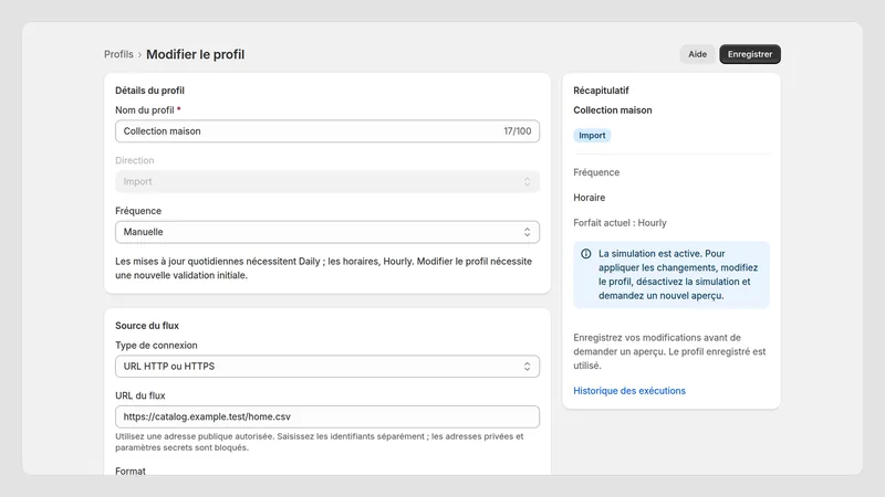 Caravel Sync — Profil et correspondance des champs