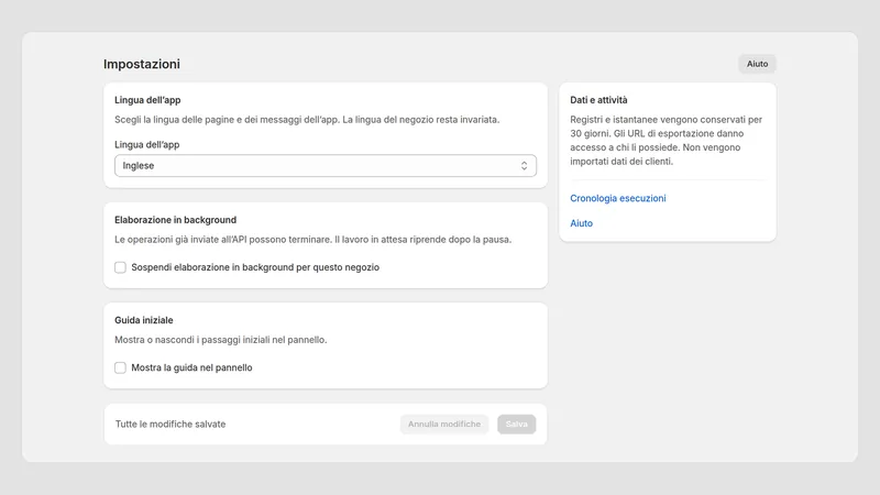 Caravel Sync — Impostazioni