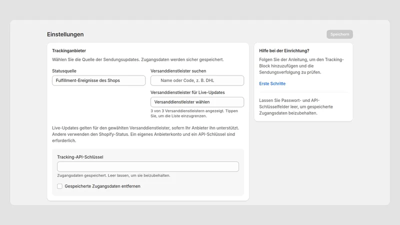 Caravel Track — Einstellungen